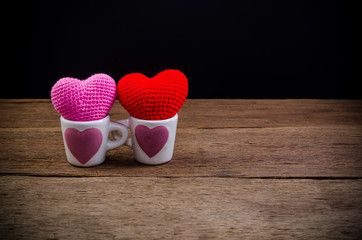 heart in coffee cup on wooden table, valentine concept - 189344496