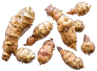 Jerusalem artichoke on a white background.