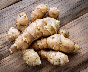 Jerusalem artichoke on a white background.