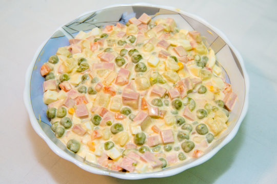Russian traditional salad on the table