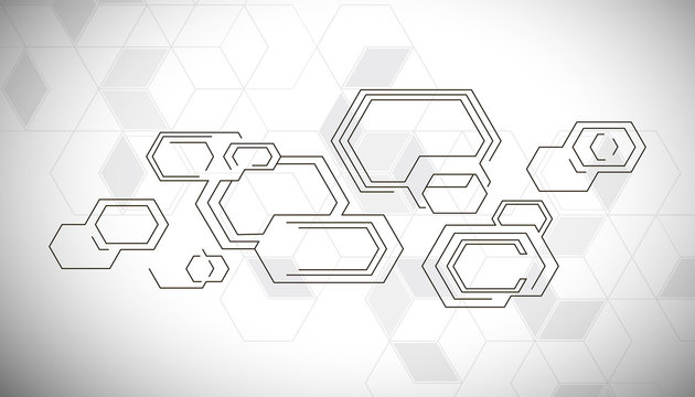 Hexagons background. Geometrical scientific technological background
