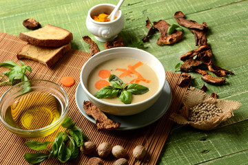 porcini mushroom soup with carrots