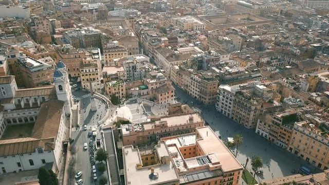 Aerial view of Piazza di Spagna and the Spanish Steps in Rome
