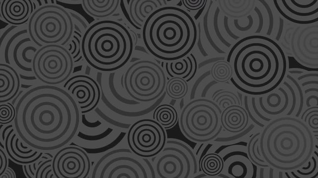 Black and grey rings abstract motion design. Seamless loop. Video animation Ultra HD 4K 3840x2160