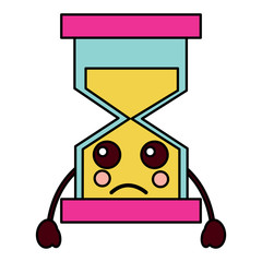 hourglass time sad kawaii character vector illustration