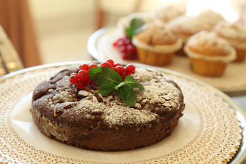 homemade chocolate and berries cake