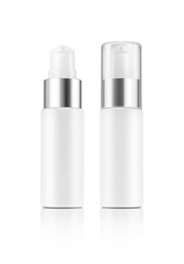 blank packaging white plastic serum bottle isolated on white background