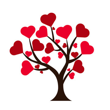 Valentine's Day. Love decorative tree with hearts.