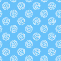 Illustrated seamless background with roses mackintosh on blue