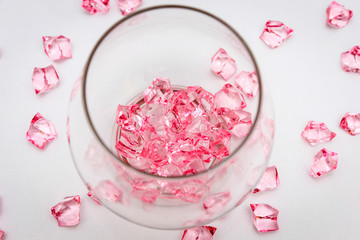 Pink jewelry in glass decorative