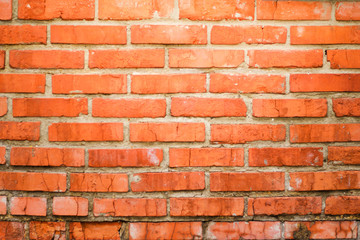 Old Red Brick Wall - Background Texture with Plenty of Copy Space