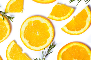 Sliced oranges and lemon background pattern isolated