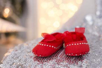 small red shoes, red shoes, baby girl, girls shoes, Christmas decor