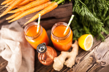 Fresh organic carrot juice