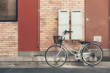 Fototapeta na wymiar retro japan bicycle parking vintage colortone