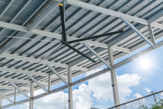 Commercial HVLS Ceiling Fan Big Industrial Fans at roof for hot air cooling and ventilation for shopping mall