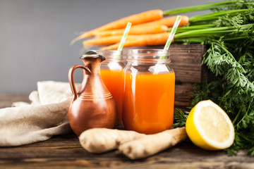 Fresh organic carrot juice