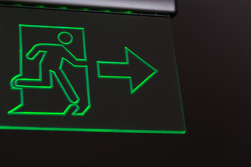 emergency exit sign in the building business way out solution concept