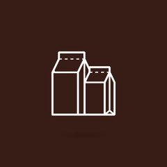 Paper bag icon. Vector paper bag in line design style with brown background. Coffee, tea, salt, sugar bag icon illustration. Coffee packet, Foil paper bag package of coffee, tea, sugar