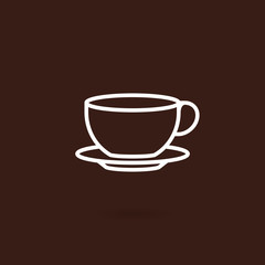 Tea cup icon. Coffee cup icons in line style design with brown background. Hot drink vector illustration
