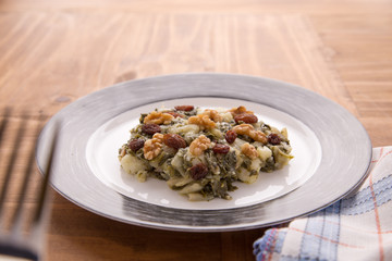 Chard dish with nuts and raisins