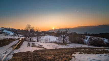 monte stivo val di gresta al tramonto