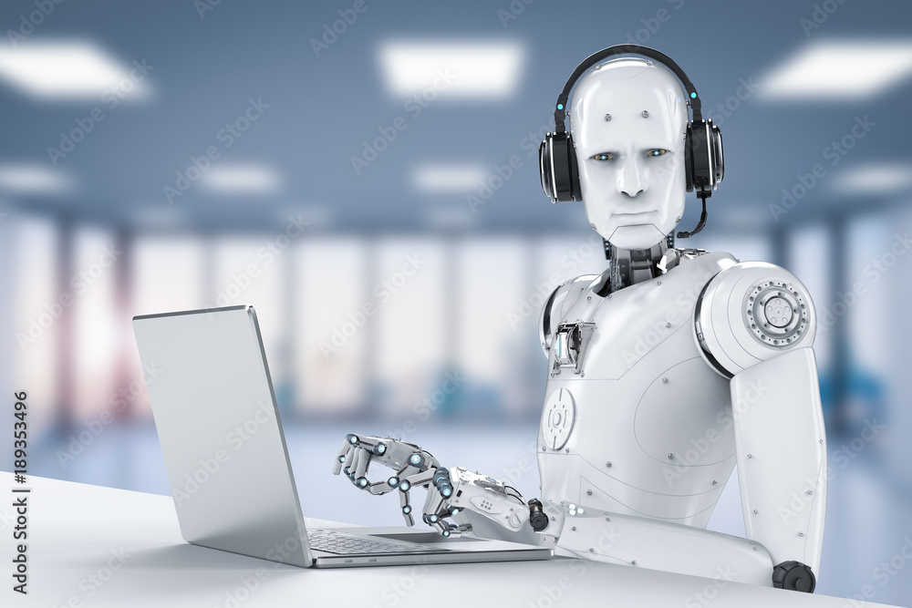 Poster robot with headset