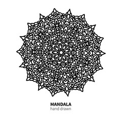 Mandala flower vector drawing. Decorative boho round ornament. 