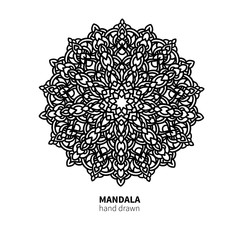 Mandala flower vector drawing. Decorative boho round ornament. 