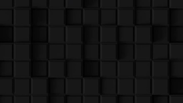 Abstract Square Geometric Surface Loop 2B: dark clean minimal beveled squares grid pattern, waving motion background canvas in obscure dim shadowy dark gray grey black. Seamless loop 4K UHD FullHD.