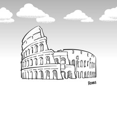 Rome, Italy famous landmark sketch
