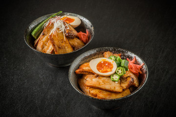 炙りチャーシュー丼　Barbecued pork rice bowl japanese food