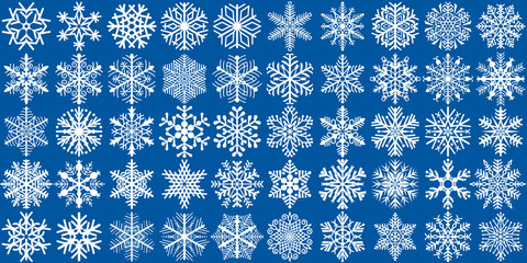 Set of 50 vector snowflakes