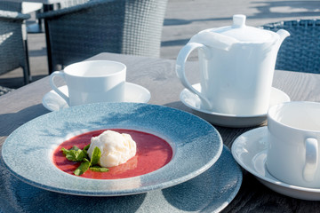 delicious ice cream with soup