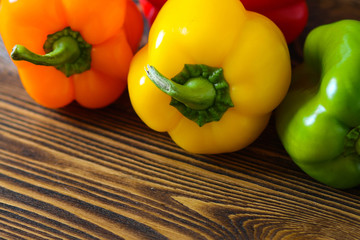Sweet pepper on a wooden background.