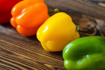 Sweet pepper on a wooden background.