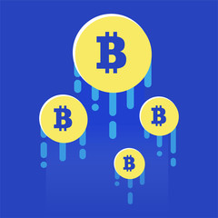 The rise of the cryptocurrency. Bright illustration in a flat style. Gain of points Currency. Vector illustration of bitcoin digital cryptocurrency