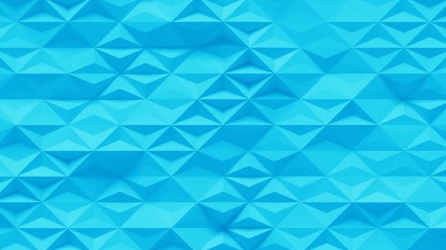 Abstract Polygonal Geometric Surface Loop 5C: clean soft complex low poly motion background of shifting ice cool blue cyan triangles. 4K UHD, FullHD, seamless loop.