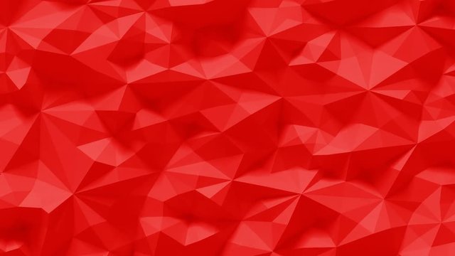 Abstract Polygonal Geometric Surface Loop 6F: clean soft parametric low poly motion background of shifting warm hot red triangles. 4K UHD, FullHD, seamless loop.