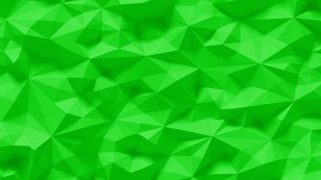 Abstract Polygonal Geometric Surface Loop 6G: clean soft parametric low poly motion background of shifting nature green triangles. 4K UHD, FullHD, seamless loop.