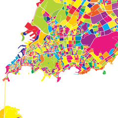 Obraz premium Qingdao, China, colorful vector map