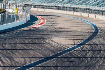 tire marks on road track. Motor racing track