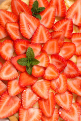 close up on strawberry tart