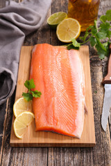 salmon fillet on board