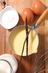 custard cream in pan