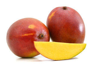 Mango fruit isolated on white background.