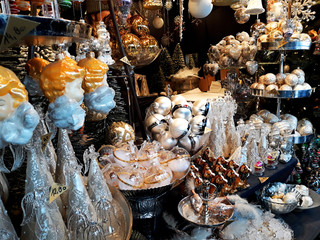 Vienna, Austria - December 16, 2017: Christmas decorations on the market