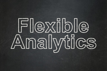 Business concept: text Flexible Analytics on Black chalkboard background