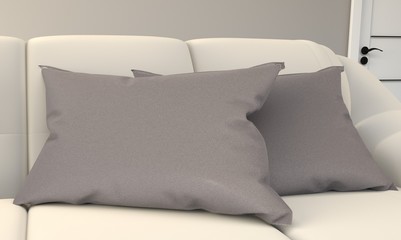 Pillow on Sofa. 3D rendering