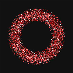 Red gold glitter. Bagel shape with red gold glitter on black background. Gorgeous Vector illustration.